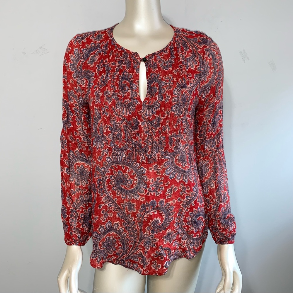 Lucky Brand Popover Paisley Print Top